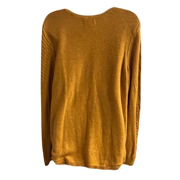 Sonoma Chunky mustard yellow gold V-Neck cable knit Sweater Size XL - Picture 5 of 6